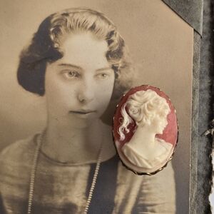 Vintage cameo button cover oval victorian revival
